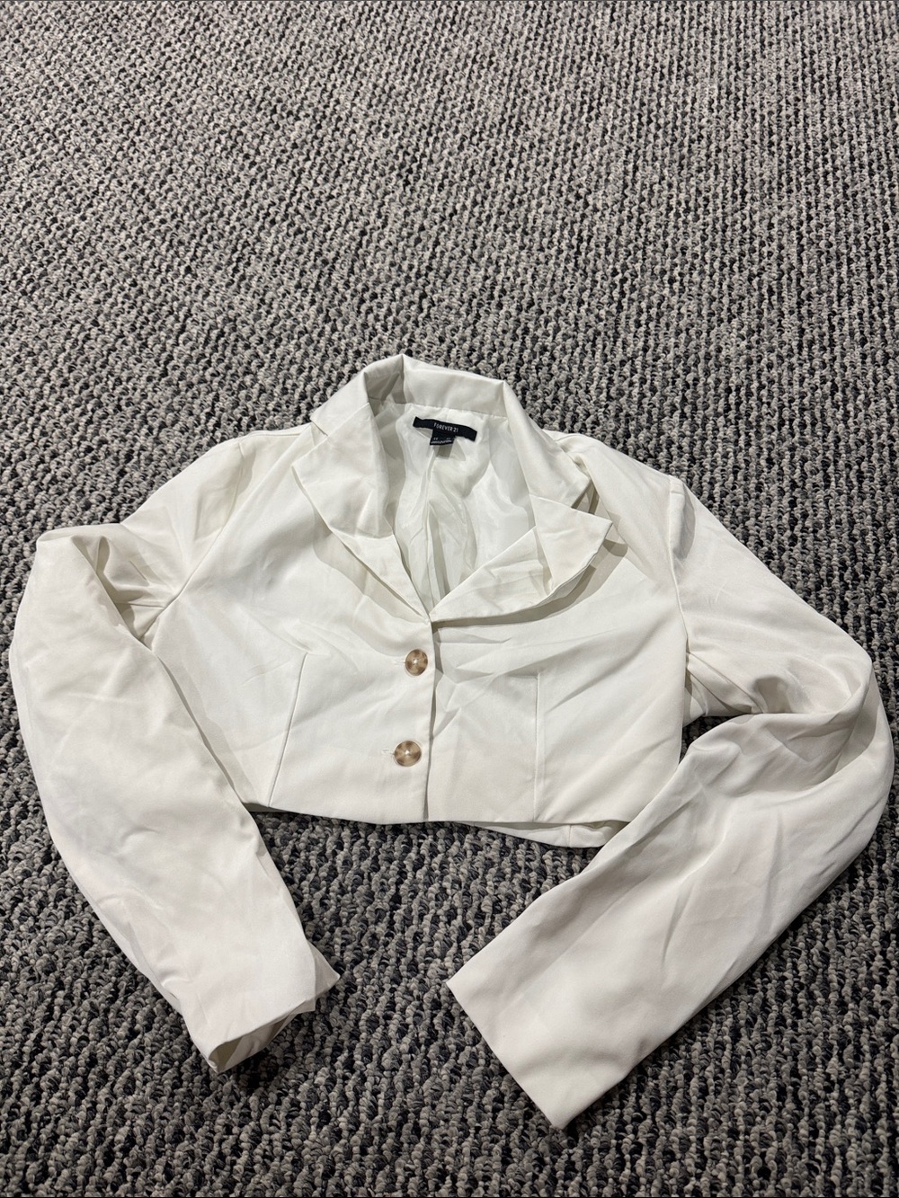 Cropped White Women's Blazer Jacket - Classic Collar